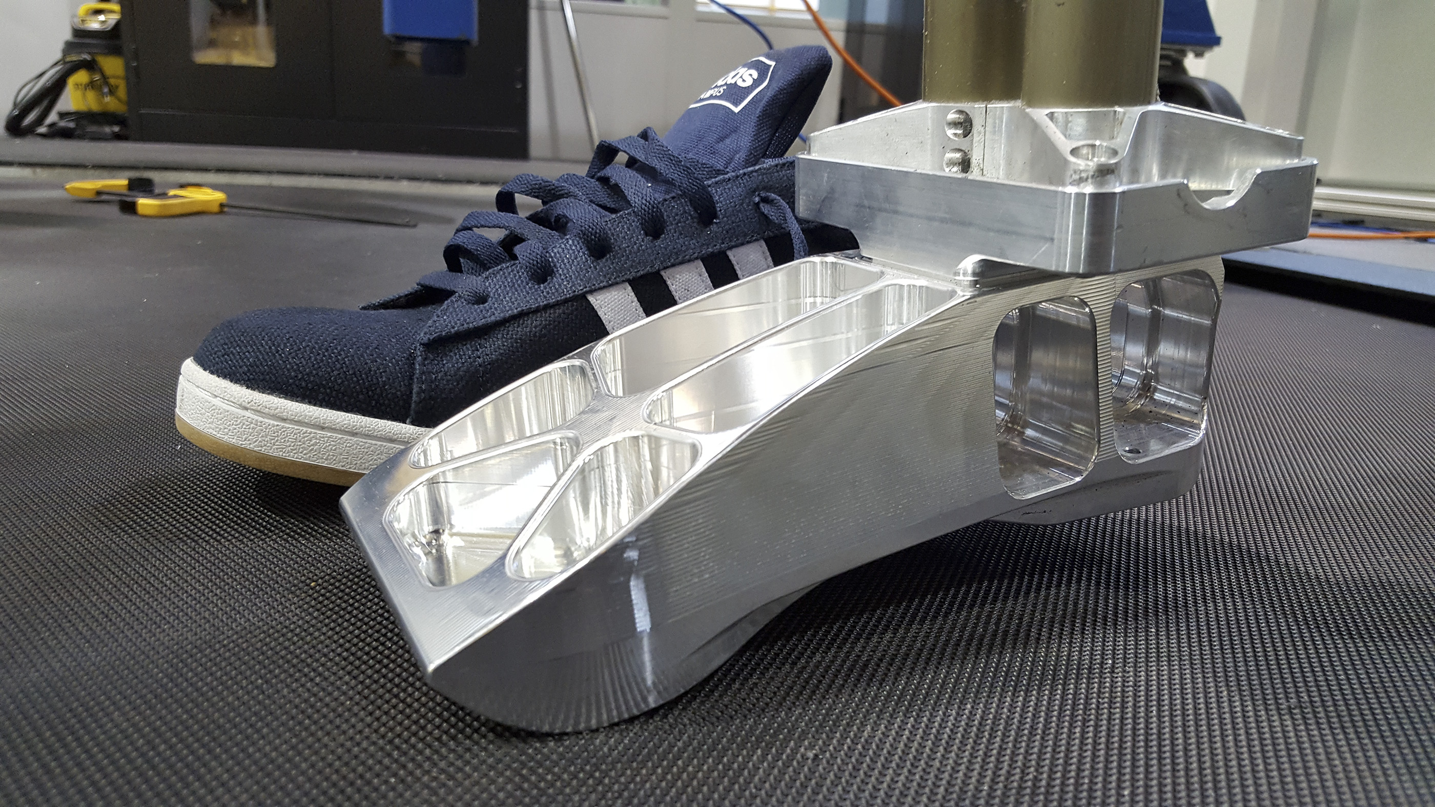 The metal foot requires a size-13 shoe. Credit: Christian Hubicki, Postdoctoral Fellow