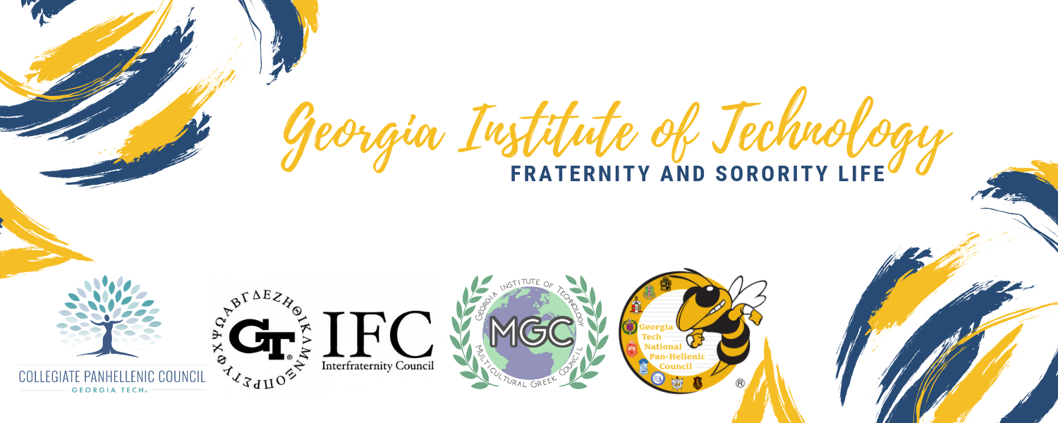 Banner for Fraternity and Sorority Life, with all four Greek letter councils' logos. (Credit: Greek Affairs)