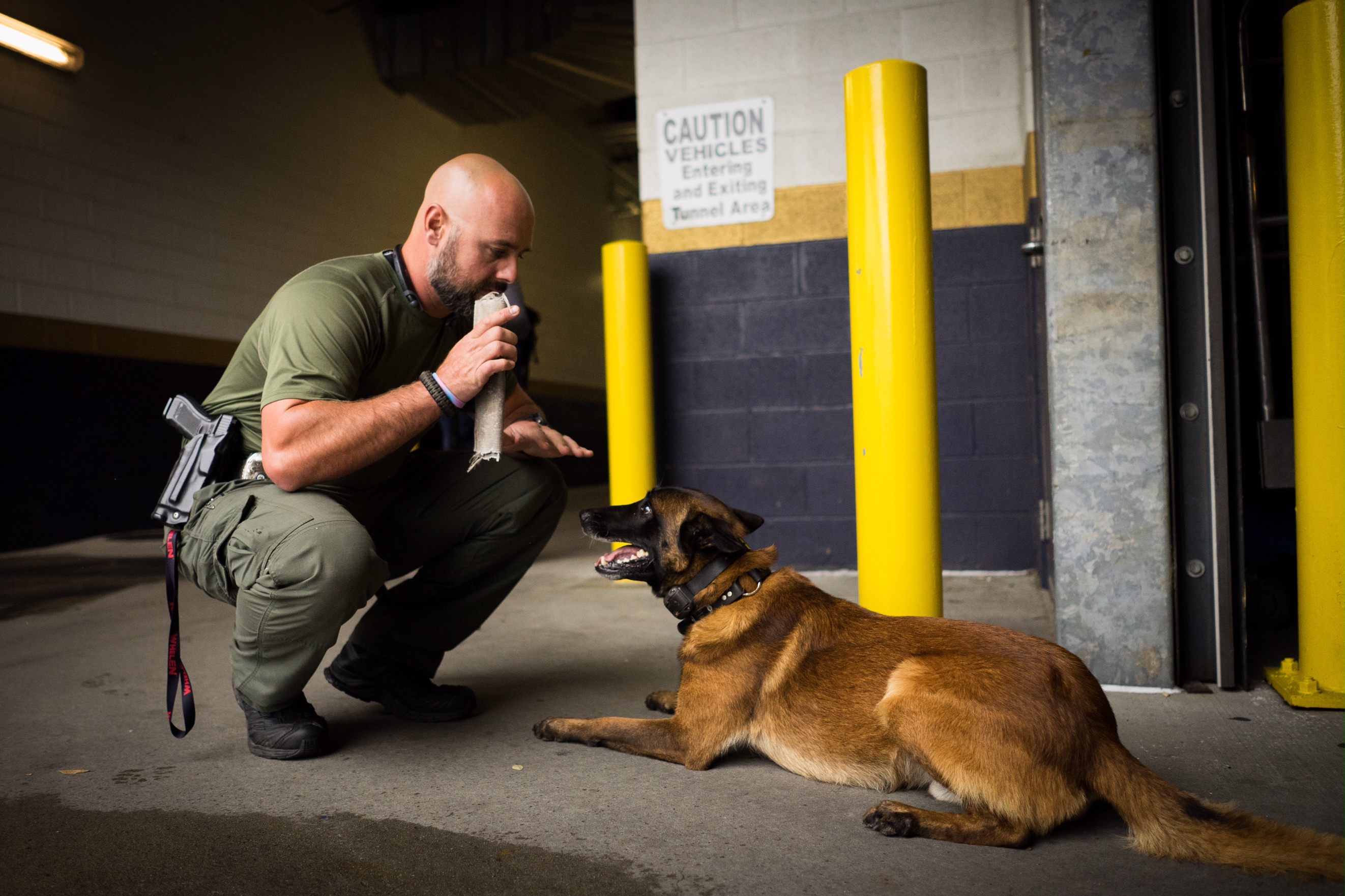 Officer Zach Bryan and his K9 Koda take a break from training. Georgia Emergency Management and Homeland Security funds GTPD to provide K9 training for the state.